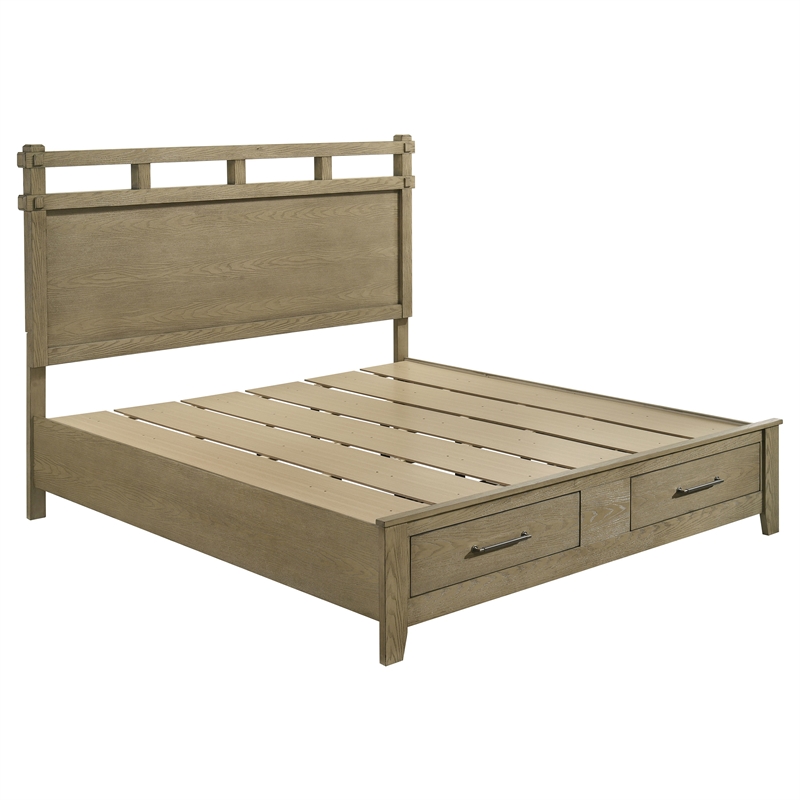 Pemberly Row 4-Piece Eastern King Storage Bedroom Set in Vineyard Oak Brown