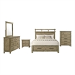 Pemberly Row 5-Piece Queen Storage Bedroom Set in Vineyard Oak Brown