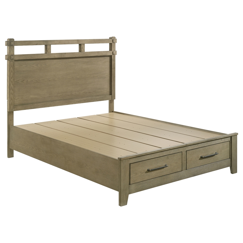 Pemberly Row 4-Piece Queen Storage Bedroom Set in Vineyard Oak Brown