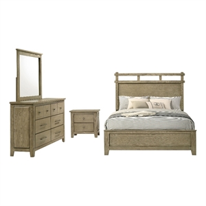 Pemberly Row 4-Piece Eastern King Bedroom Set in Vineyard Oak Brown