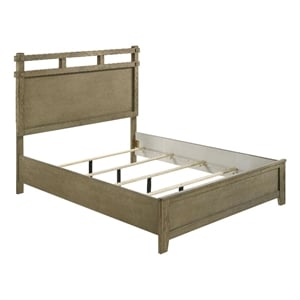 Pemberly Row 61&quot Rustic Wood Queen Panel Bed in Vineyard Oak
