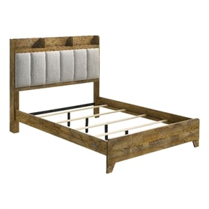 Pemberly Row 57&quot Eastern King Bookcase Bed in Medium Oak and Gray