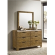 Pemberly Row 6-Drawer Bedroom Dresser with Mirror in Medium Oak Brown