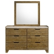 Pemberly Row 6-Drawer Bedroom Dresser with Mirror in Medium Oak Brown
