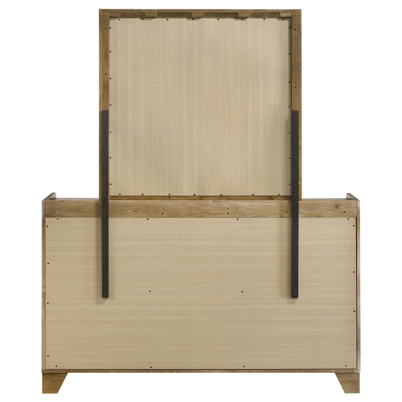 Pemberly Row 6-Drawer Bedroom Dresser with Mirror in Medium Oak Brown