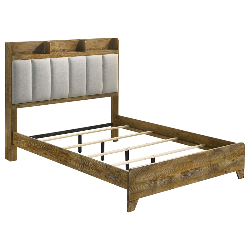 Pemberly Row 4-Piece Eastern King Bedroom Set in Medium Oak Brown