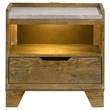 Pemberly Row 1-Drawer LED Nightstand Bedside Table in Medium Oak