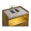Pemberly Row 1-Drawer LED Nightstand Bedside Table in Medium Oak