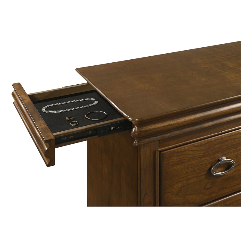 Pemberly Row 4-Piece Queen Bedroom Set in Brown Cherry and Cream