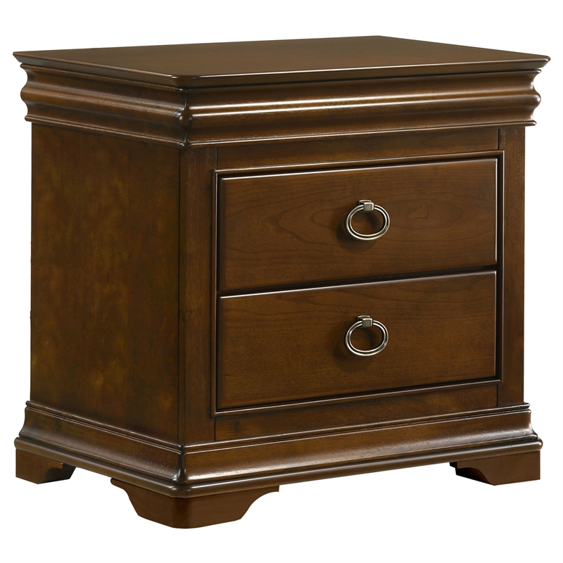 Pemberly Row 4-Piece Queen Bedroom Set in Brown Cherry and Cream