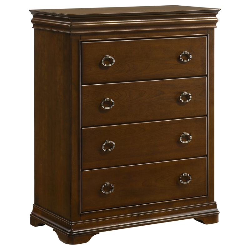 Pemberly Row 5-Piece Queen Bedroom Set in Brown Cherry and Cream
