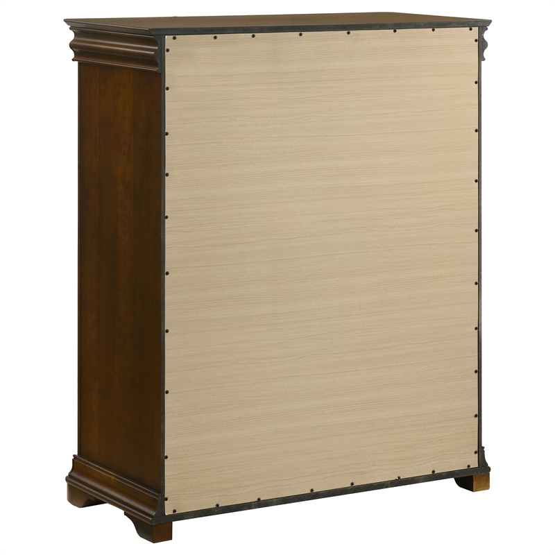 Pemberly Row 5-Piece Queen Bedroom Set in Brown Cherry and Cream