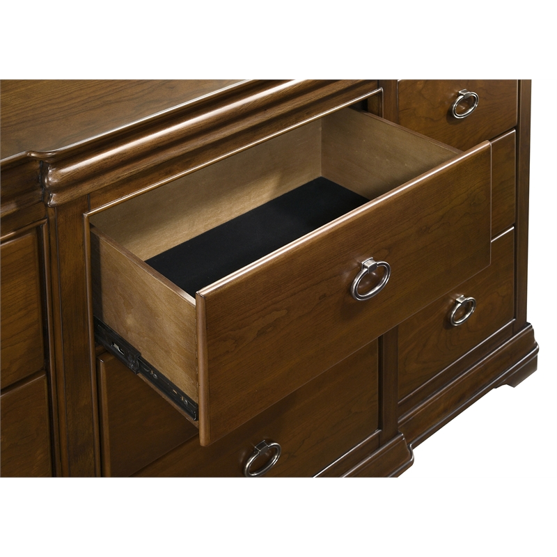 Pemberly Row 11-Drawer Bedroom Dresser Cabinet in Brown Cherry