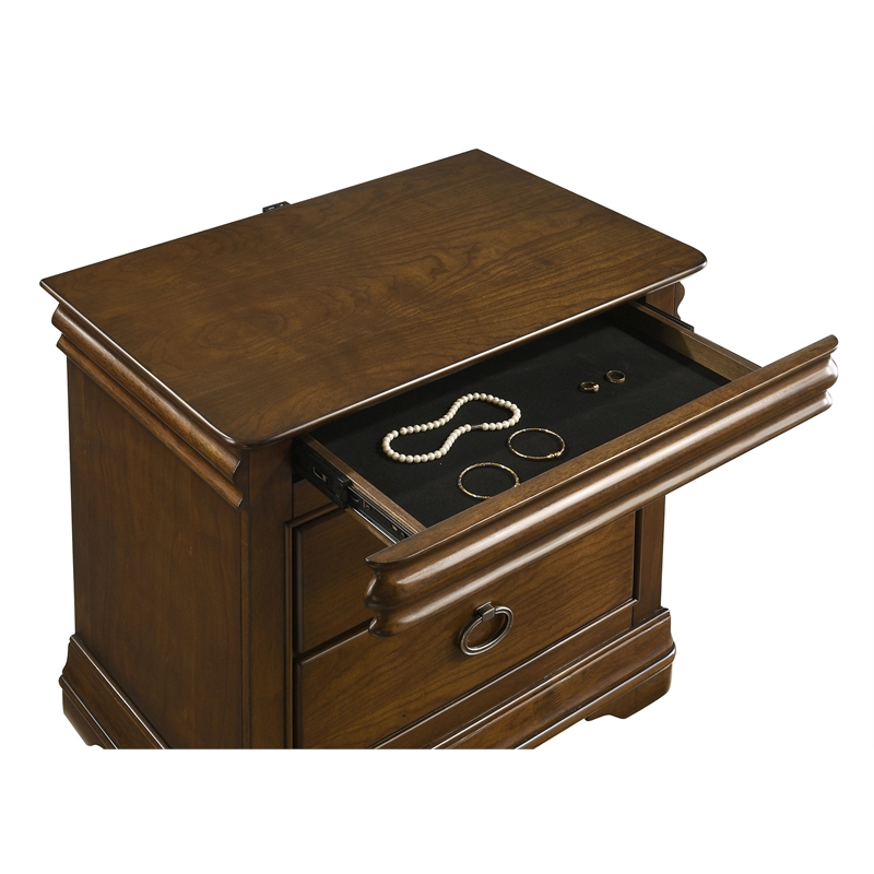 Pemberly Row 4-Piece Eastern King Bedroom Set in Brown Cherry and Cream