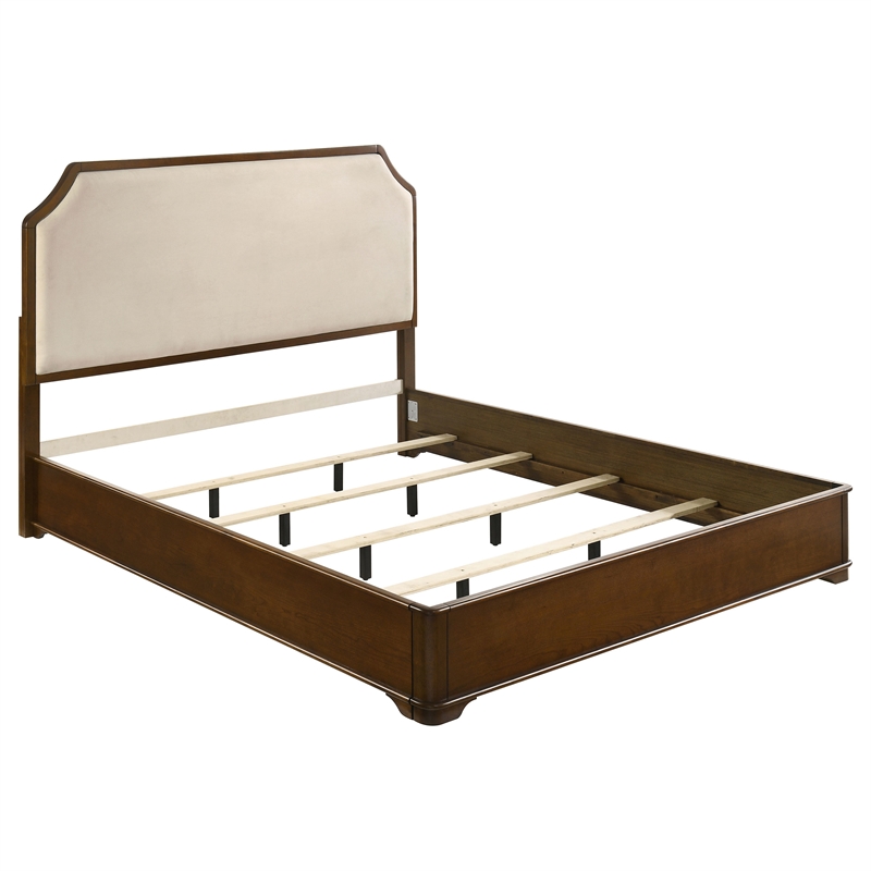 Pemberly Row 4-Piece Eastern King Bedroom Set in Brown Cherry and Cream