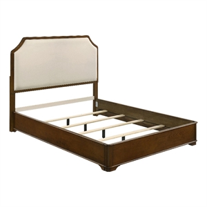 Pemberly Row Traditional Queen Panel Bed in Cream and Brown Cherry