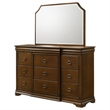 Pemberly Row 11-Drawer Bedroom Dresser with Mirror in Brown Cherry