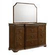 Pemberly Row 11-Drawer Bedroom Dresser with Mirror in Brown Cherry