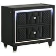 Pemberly Row 4-Piece Velvet Eastern King Fireplace LED Bedroom Set in Black