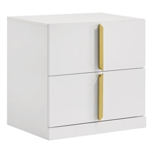 Pemberly Row 2-Drawer Nightstand Bedside Table in White High Gloss