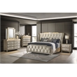Pemberly Row 5-Piece Velvet Eastern King Bedroom Set in Ivory and Camel