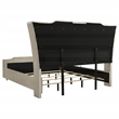 Pemberly Row 4-Piece Velvet Eastern King Fireplace Bedroom Set in Camel