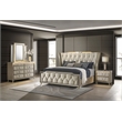Pemberly Row 4-Piece Velvet Queen Bedroom Set in Ivory and Camel