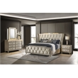 Pemberly Row 4-Piece Velvet California King Bedroom Set in Ivory and Camel