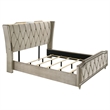 Pemberly Row 4-Piece Velvet California King Fireplace Bedroom Set in Camel