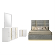 Pemberly Row 4-Piece Upholstered Queen Bedroom Set in Gray and White