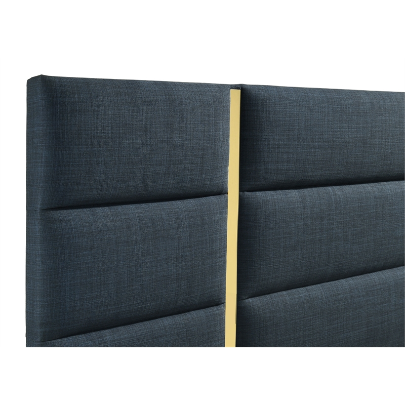 Pemberly Row 4-Piece Upholstered Queen Bedroom Set in Navy Blue and White