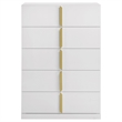 Pemberly Row 5-Drawer Contemporary Bedroom Chest in White High Gloss