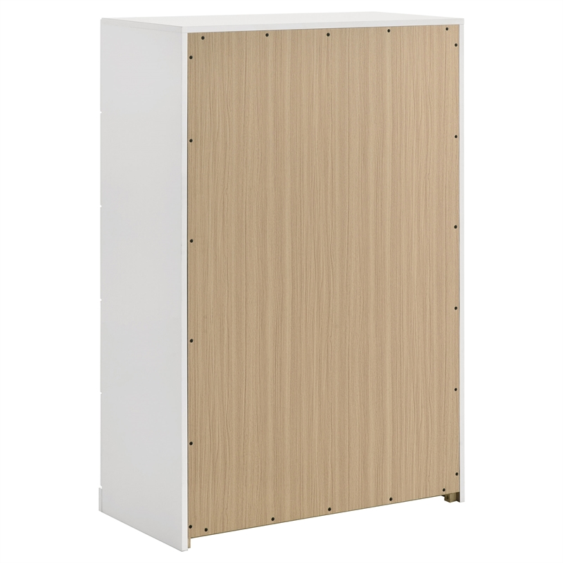 Pemberly Row 5-Drawer Contemporary Bedroom Chest in White High Gloss