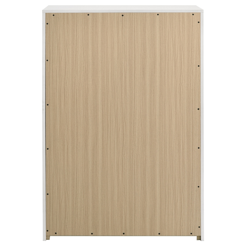 Pemberly Row 5-Drawer Contemporary Bedroom Chest in White High Gloss