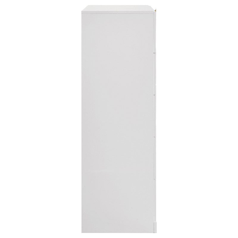 Pemberly Row 5-Drawer Contemporary Bedroom Chest in White High Gloss
