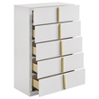 Pemberly Row 5-Drawer Contemporary Bedroom Chest in White High Gloss