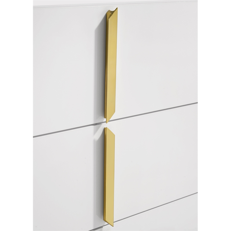 Pemberly Row 5-Drawer Contemporary Bedroom Chest in White High Gloss