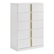 Pemberly Row 5-Drawer Contemporary Bedroom Chest in White High Gloss