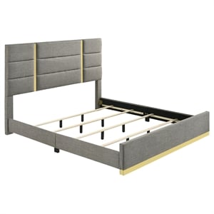 Pemberly Row 52&quot Contemporary Upholstered Eastern King Panel Bed in Gray