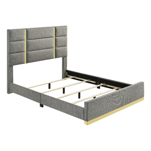 Pemberly Row 52&quot Contemporary Upholstered Queen Panel Bed in Gray