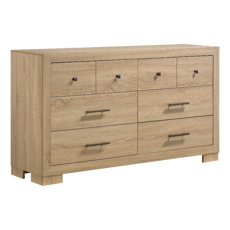 Pemberly Row 6-Drawer Bedroom Dresser Cabinet in Light Oak Brown