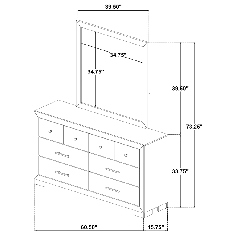 Pemberly Row 6-Drawer Bedroom Dresser with Mirror in Light Oak Brown