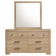 Pemberly Row 6-Drawer Bedroom Dresser with Mirror in Light Oak Brown