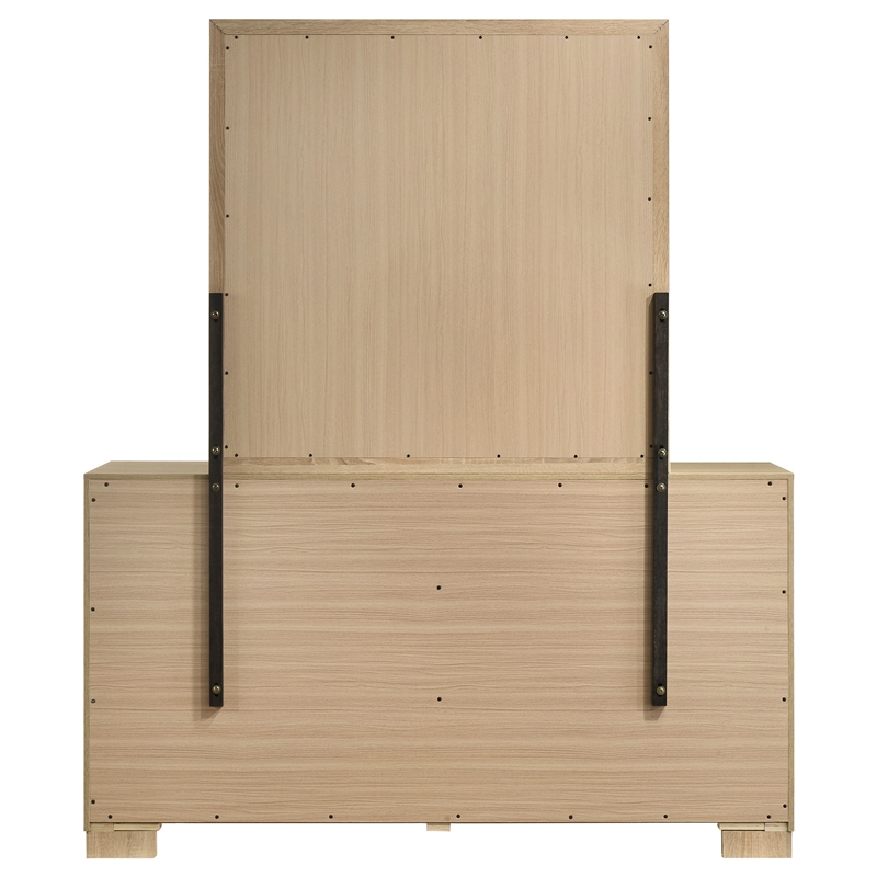 Pemberly Row 6-Drawer Bedroom Dresser with Mirror in Light Oak Brown