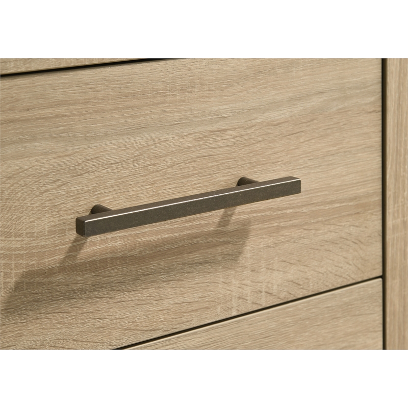 Pemberly Row 6-Drawer Bedroom Dresser with Mirror in Light Oak Brown