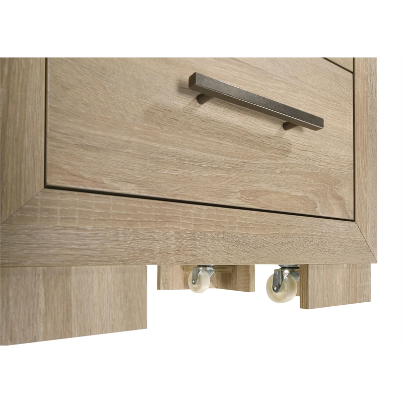 Pemberly Row 4-Piece Eastern King Bedroom Set in Light Oak and Tan