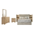 Pemberly Row 4-Piece Eastern King Bedroom Set in Light Oak and Tan