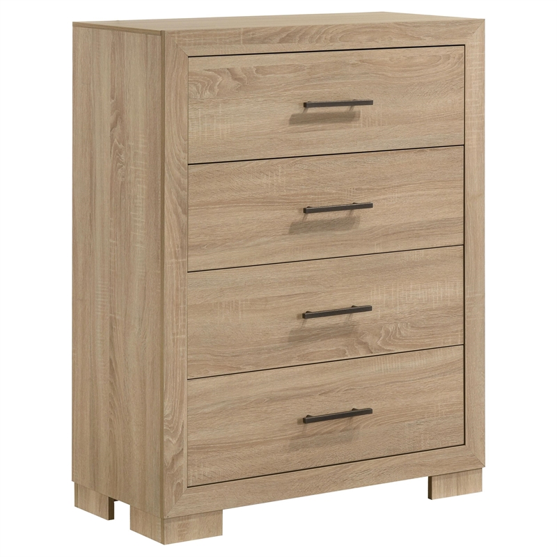 Pemberly Row 5-Piece Eastern King Bedroom Set in Light Oak and Tan