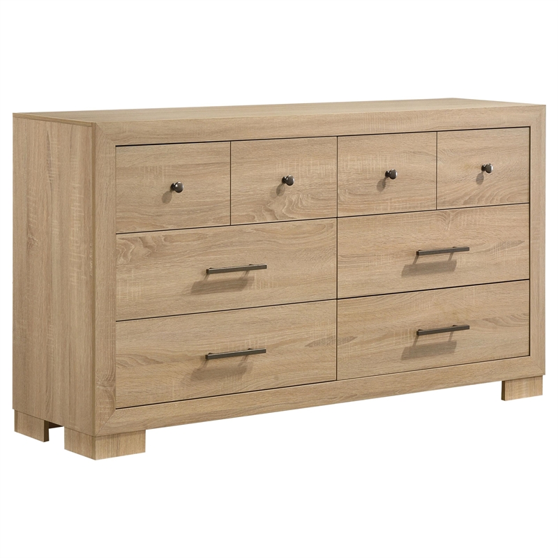 Pemberly Row 5-Piece Eastern King Bedroom Set in Light Oak and Tan