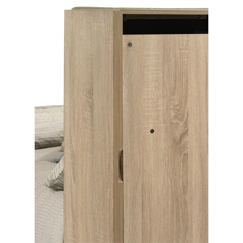 Pemberly Row 4-Piece Upholstered Queen Bedroom Set in Light Oak and Tan